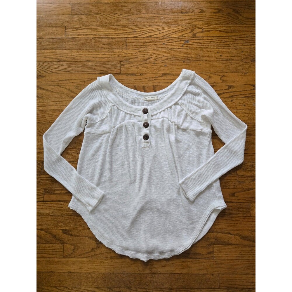 Free People We The Free Must Have Henley Waffle Thermal Top Oversized Small
